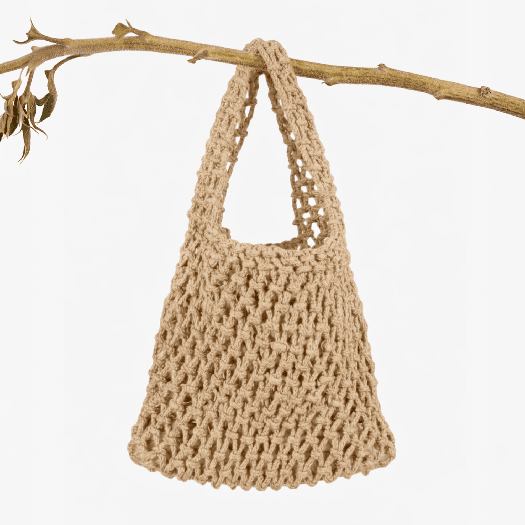 Handbags - Women's Beige Casual Woven Toffee Mini Tote 1