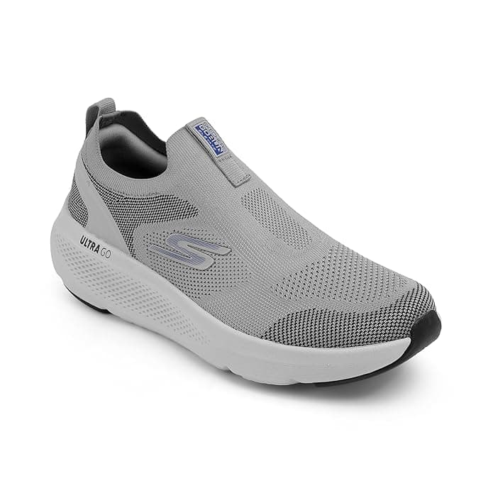 Sneakers - Men's Grey Go Run Elevate Round Toe Slip-On Mesh Sneakers 1
