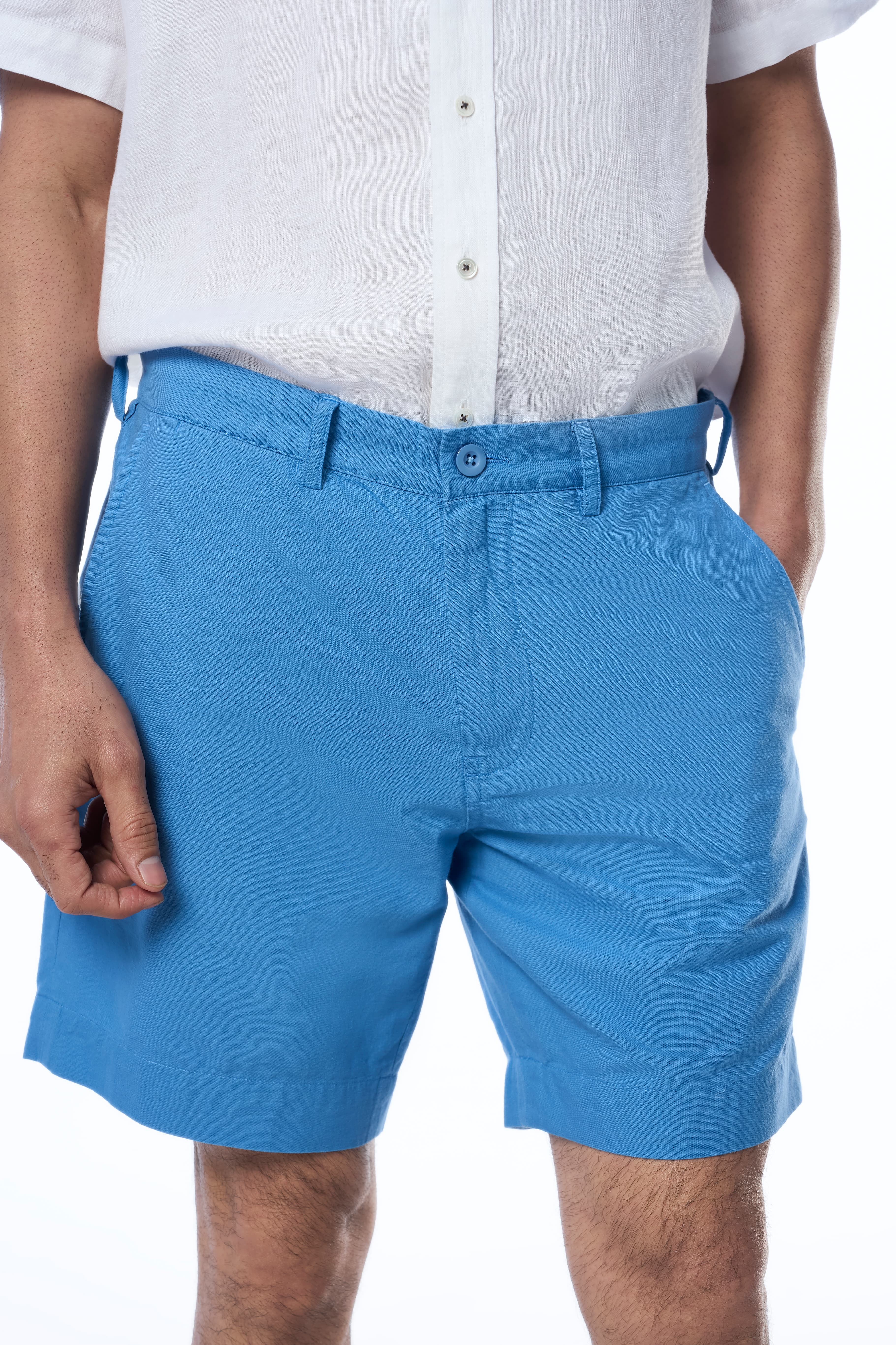 Shorts - Men's Blue Casual Regular Fit Mid Rise Jan Khadi Shorts 1