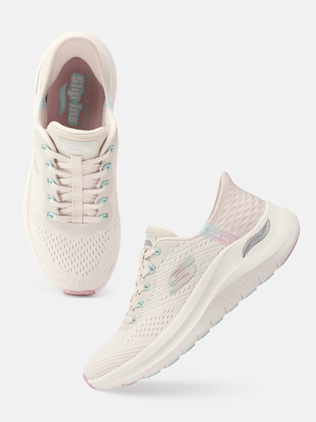 Sneakers - Women's Beige Casual Slip Ins-Arch Fit 2.0 Easy Chic Sneakers 1