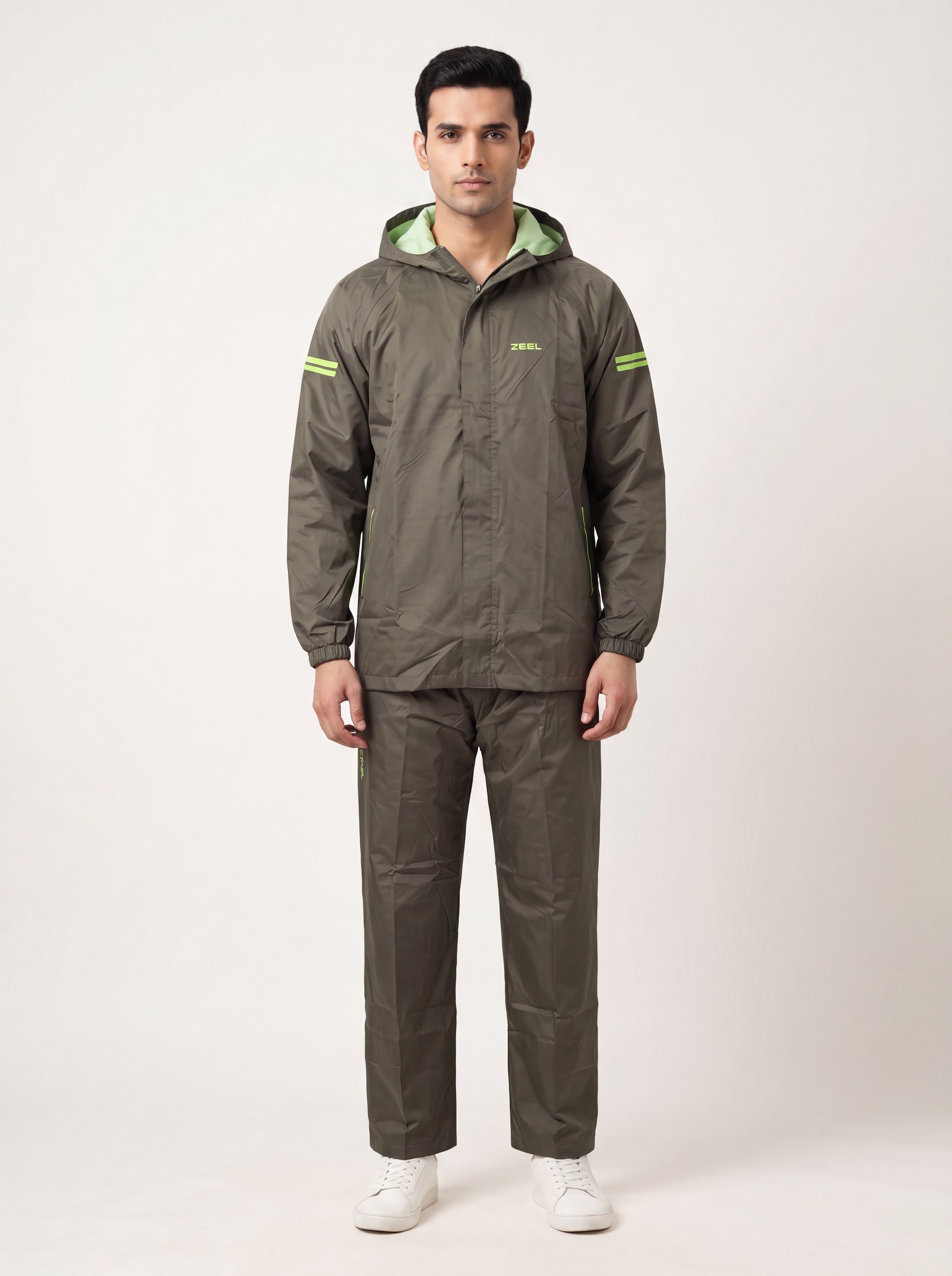 Rainsuit - Men's Green Regular Fit Full Sleeves Solid Rainsuit 1
