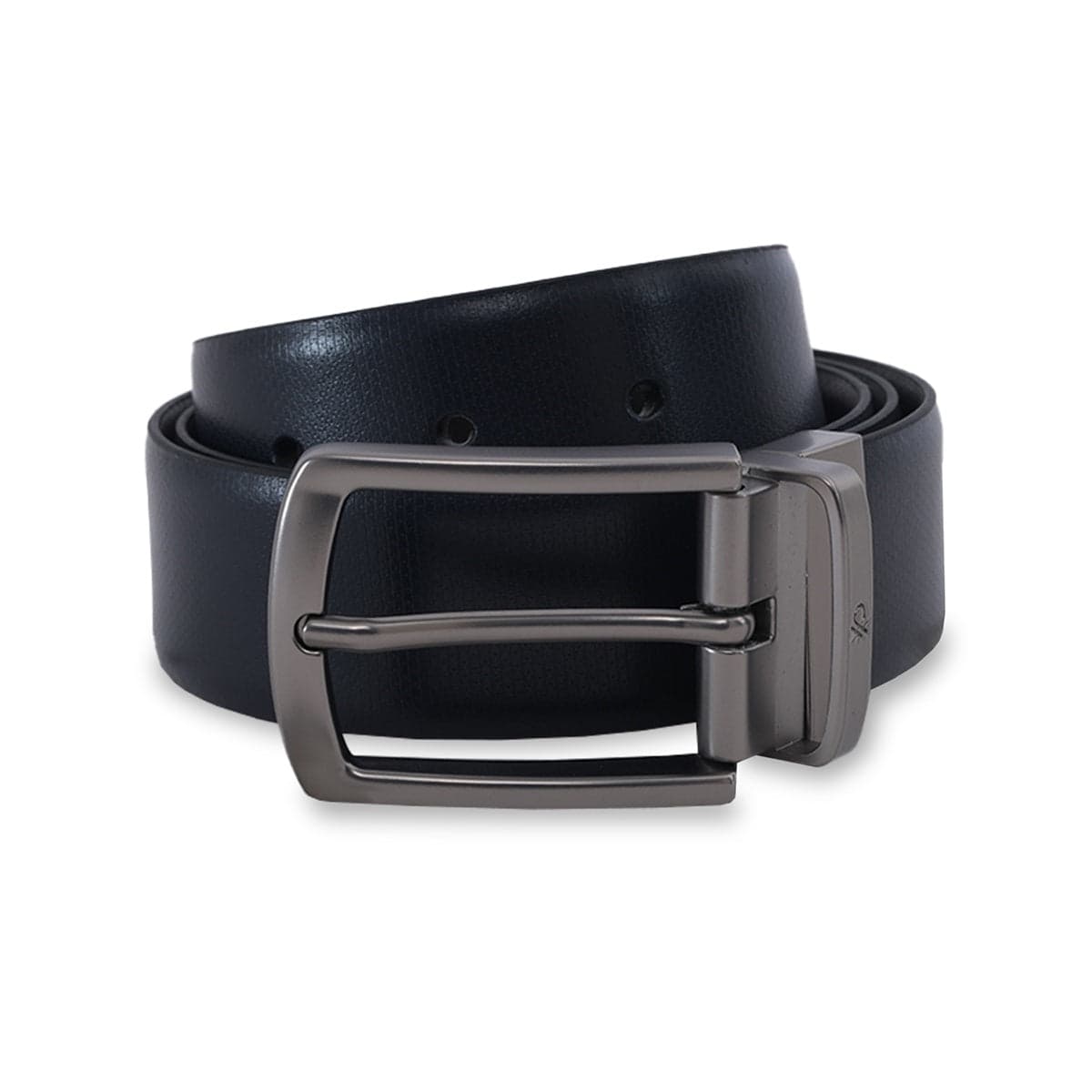 Men's Black Casual Textured Push Pin Leather Belt