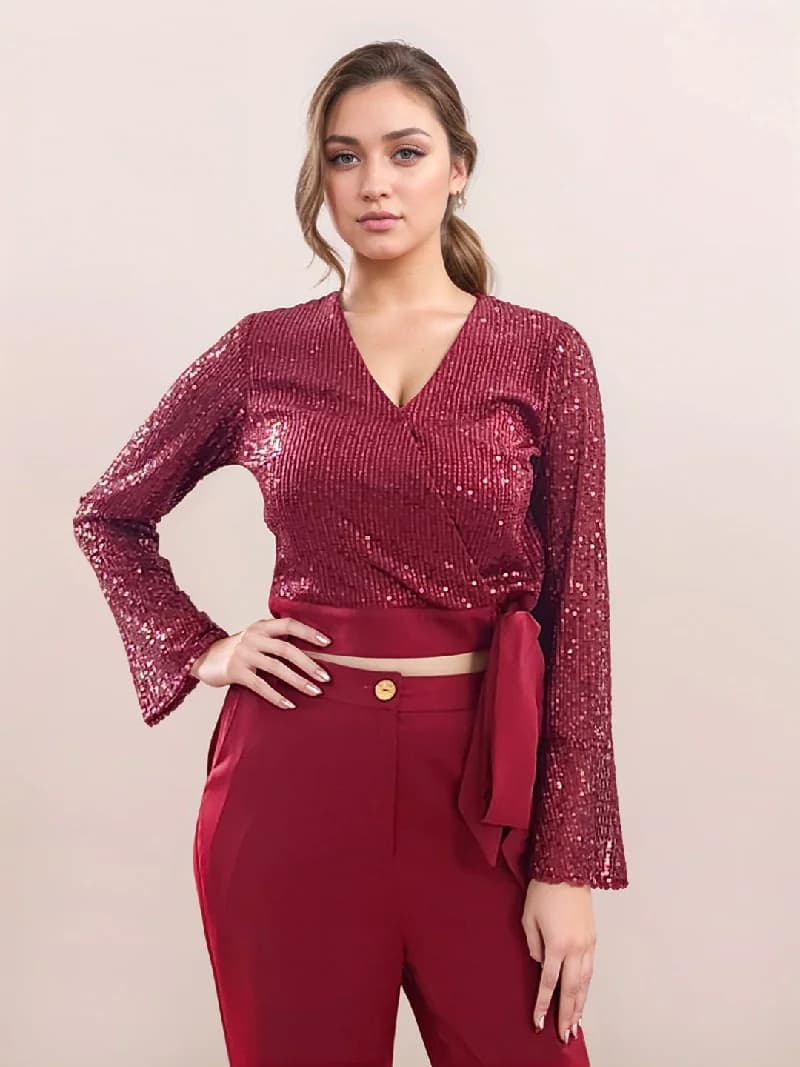 Women's Red Party Solid Regular Fit Cropped Top