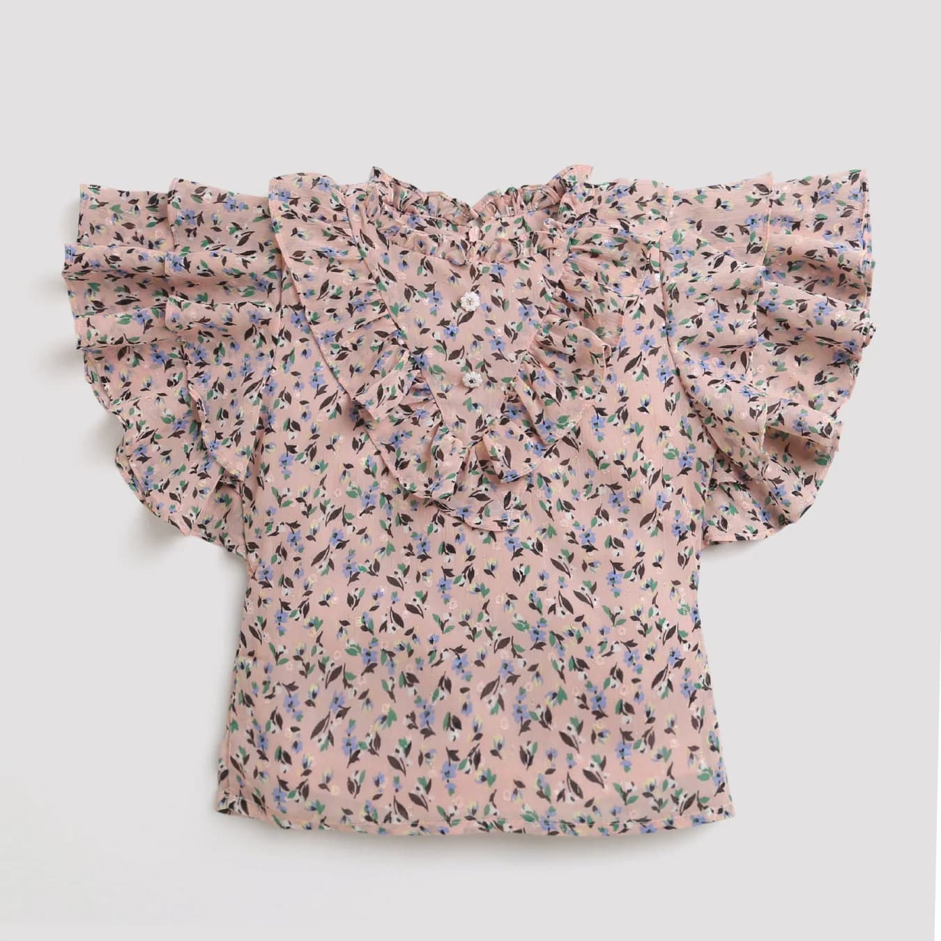 Girls Onion Pink Casual Half Sleeves Top