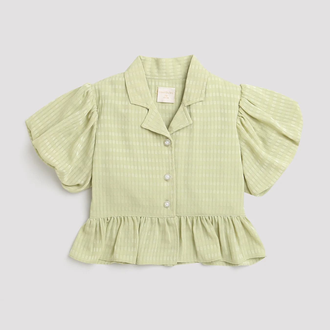 Girls Green Casual Half Sleeves Top