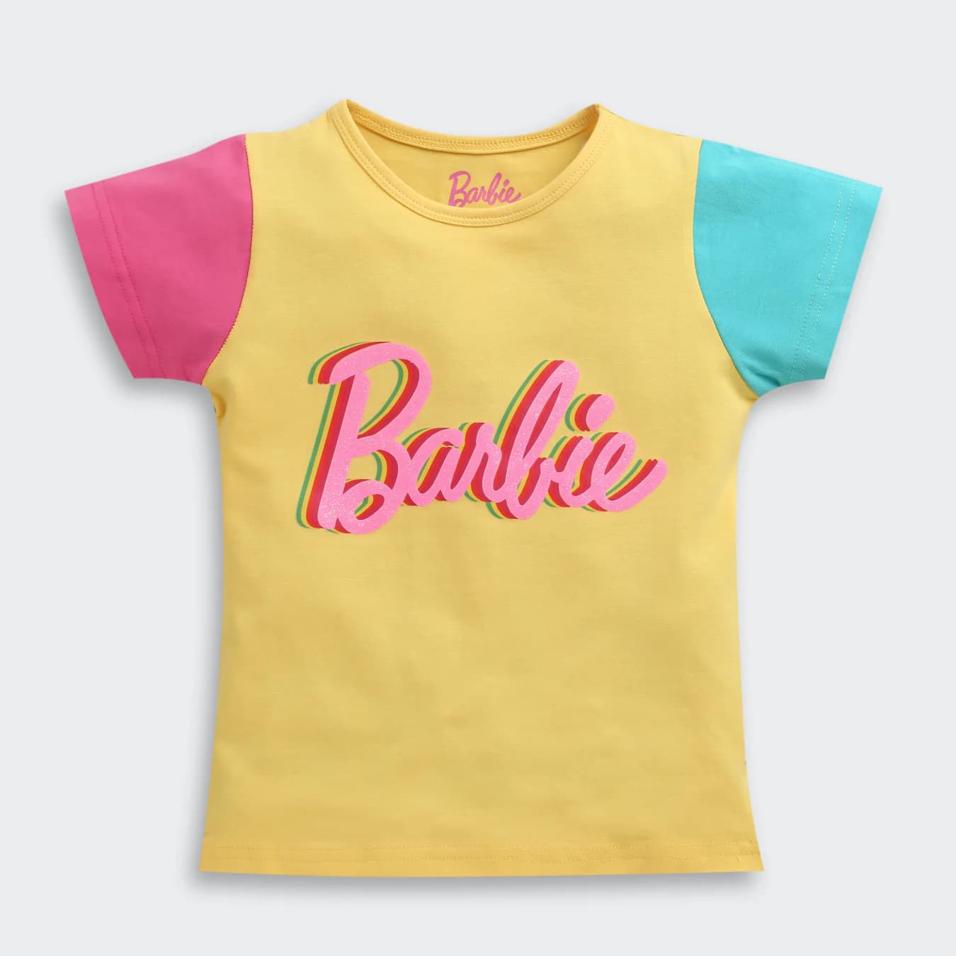 Girls Yellow Casual Half Sleeves Printed Tshirt