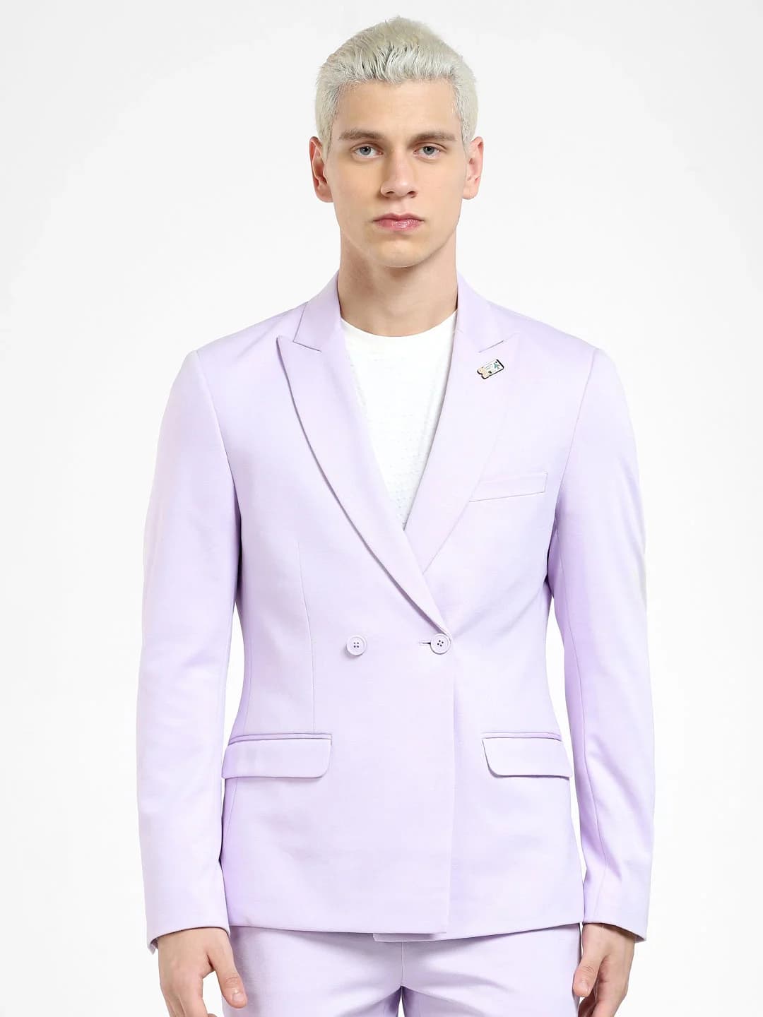 Men's Purple Casual Solid Slim Fit Blazer