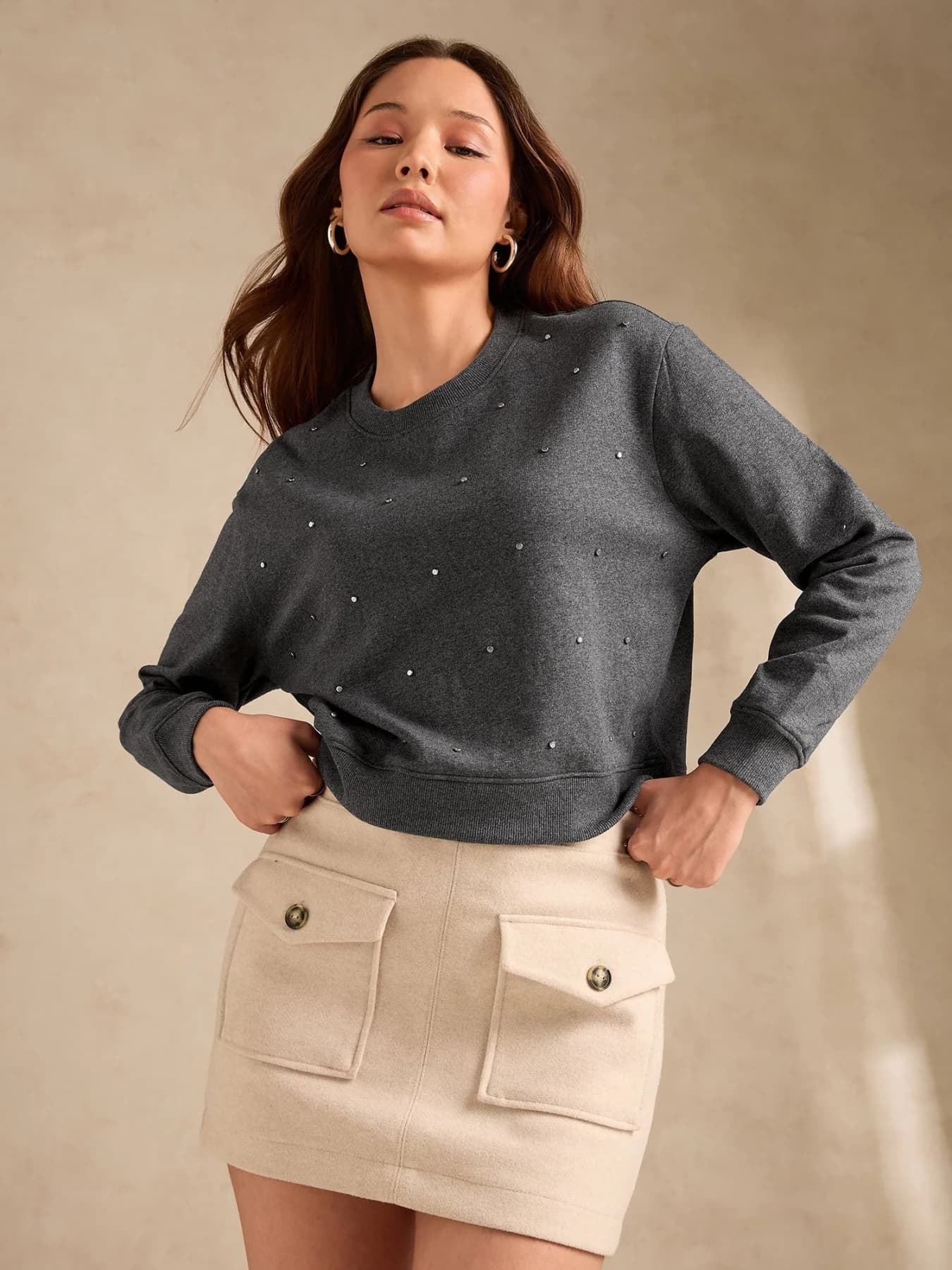 Women's Grey Casual Solid Oversized Fit Sweatshirt