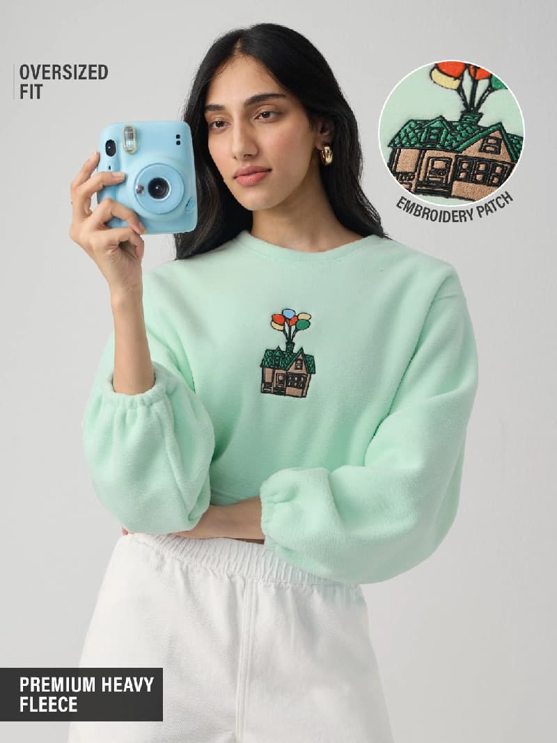 Women's Green Casual Oversized Fit Sweatshirt