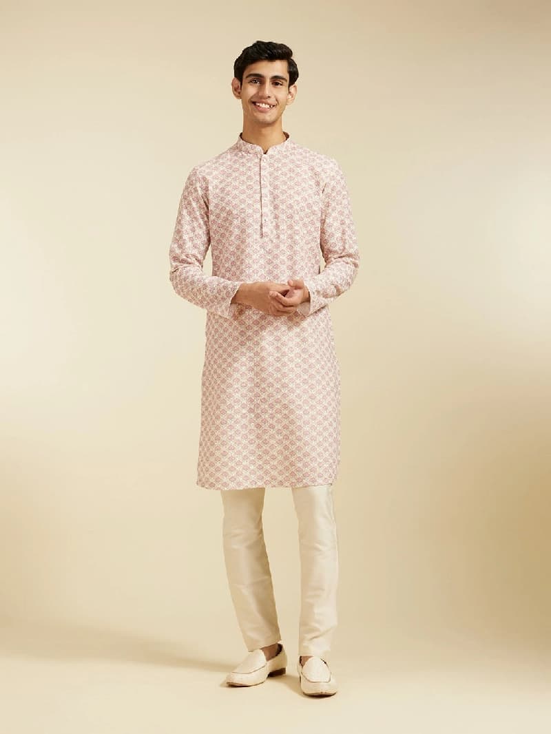 Men's Pink Festive Kurta
