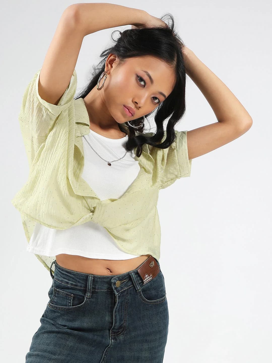 Women's Green Casual Solid Oversized Fit Shirt