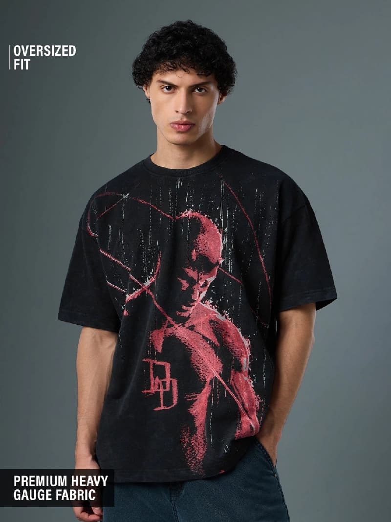 Men's Black Casual Oversized Fit Tshirt