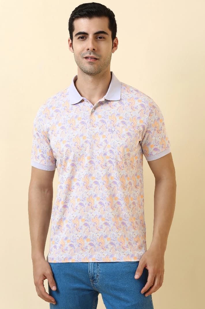 Men's Multicolor Casual Printed Regular Fit Polo Tshirt