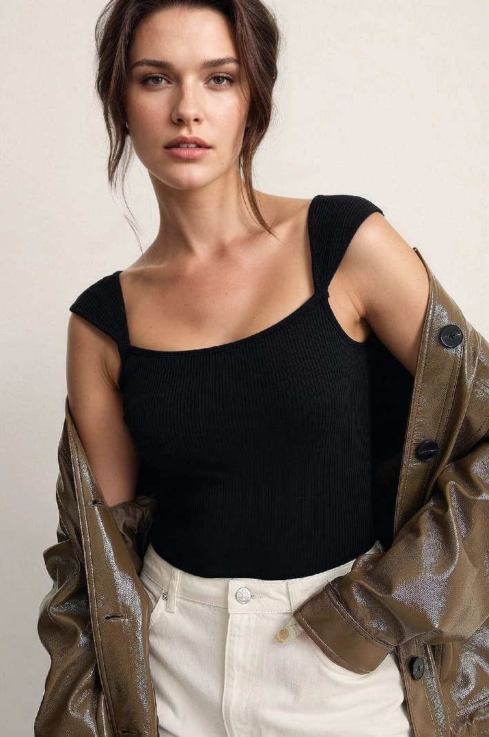 Women's Black Casual Solid Regular Fit Top