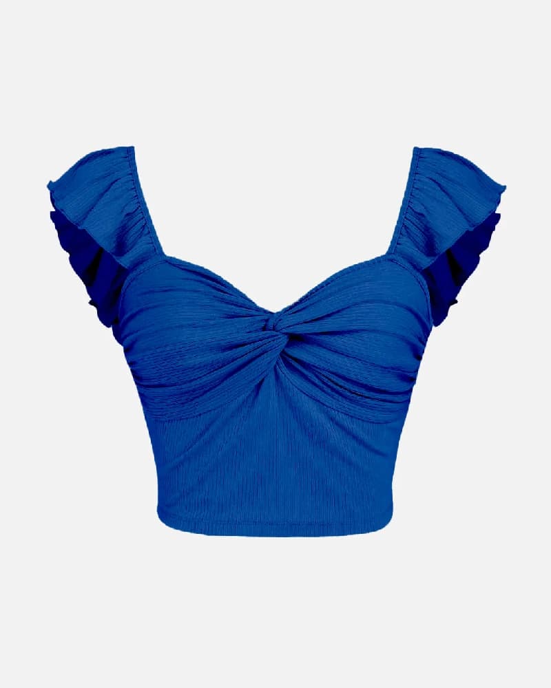 Women's Blue Casual Solid Regular Fit Top