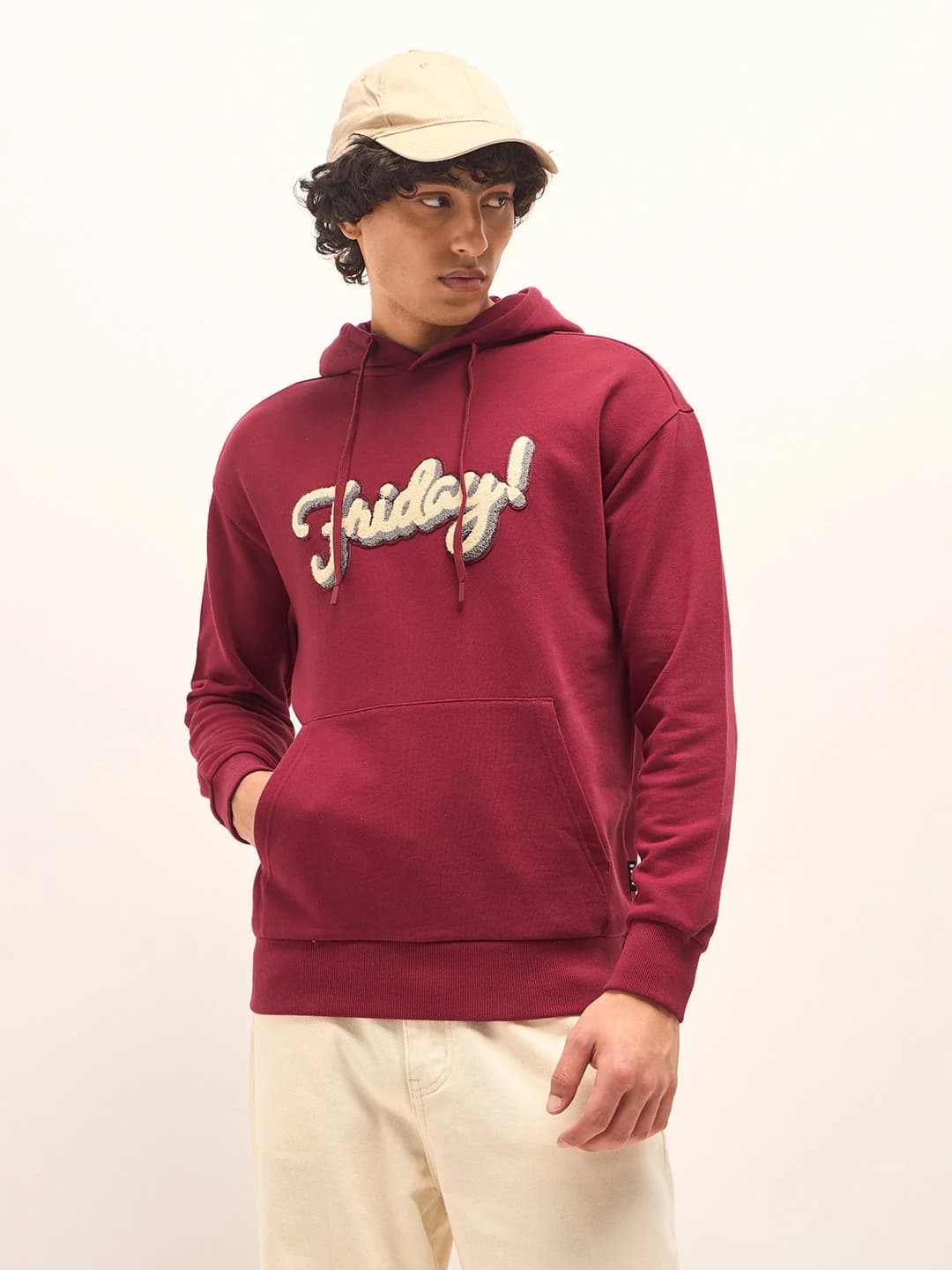 Men's Red Casual Graphic Regular Fit Hoodie
