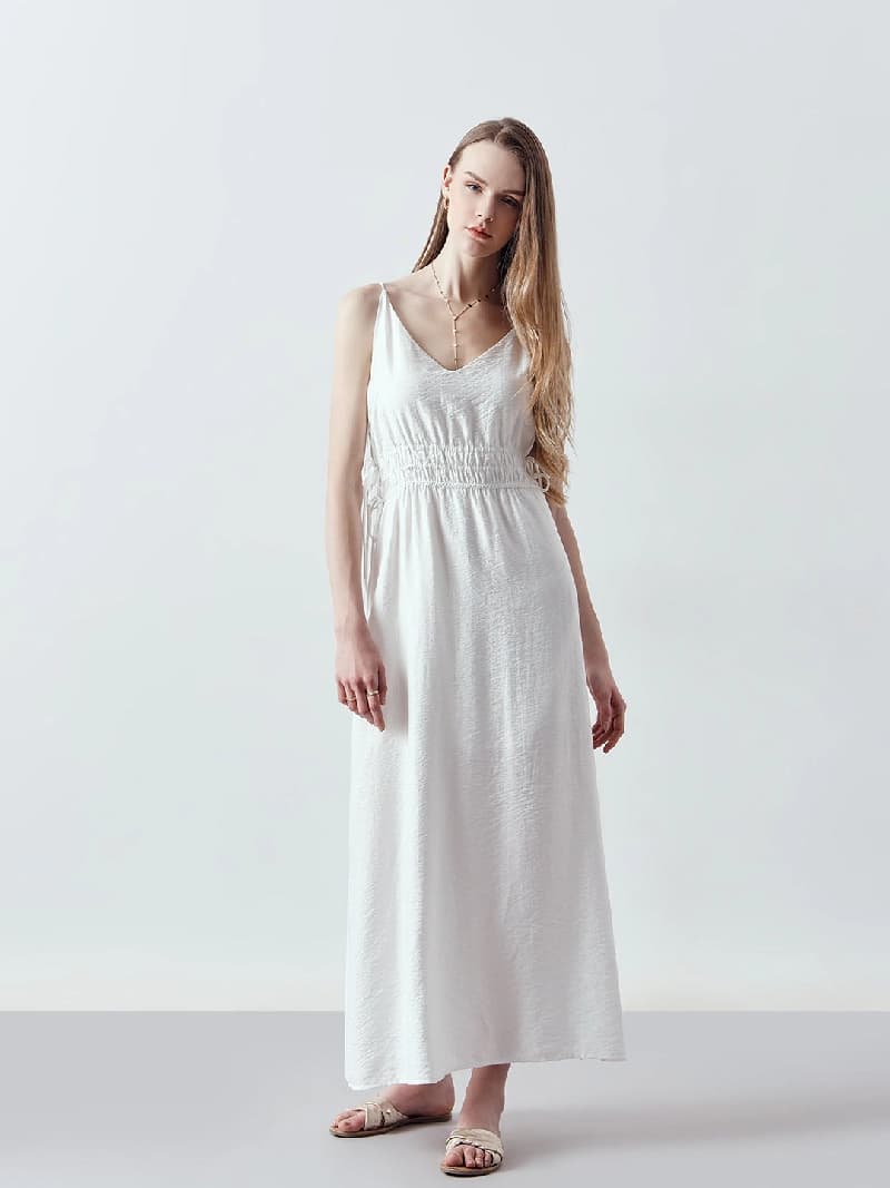 Women's White Casual Solid Dress