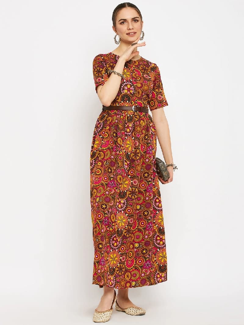 Women's Multicolor Casual Printed Regular Fit Dress