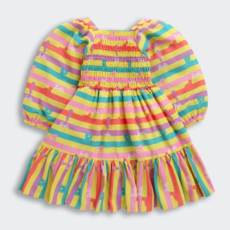 Girls Multicolor Casual Fit & Flared Full Sleeves Dress
