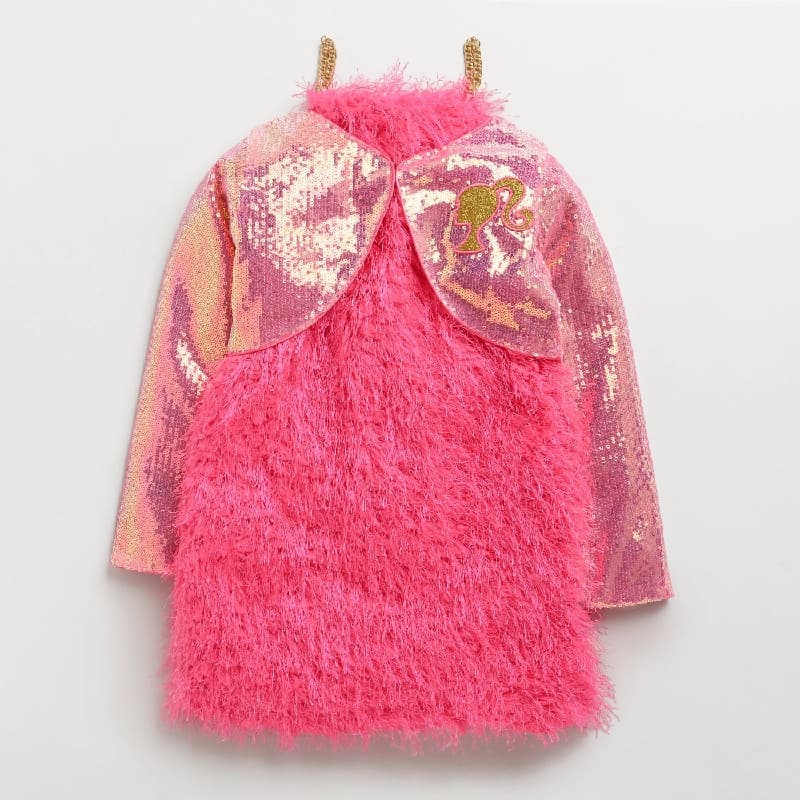 Girls Neon Pink Party Bodycon Full Sleeves Dress