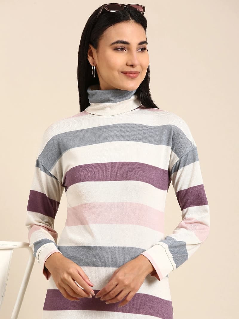 Women's Multicolor Casual Striped Regular Fit Dress