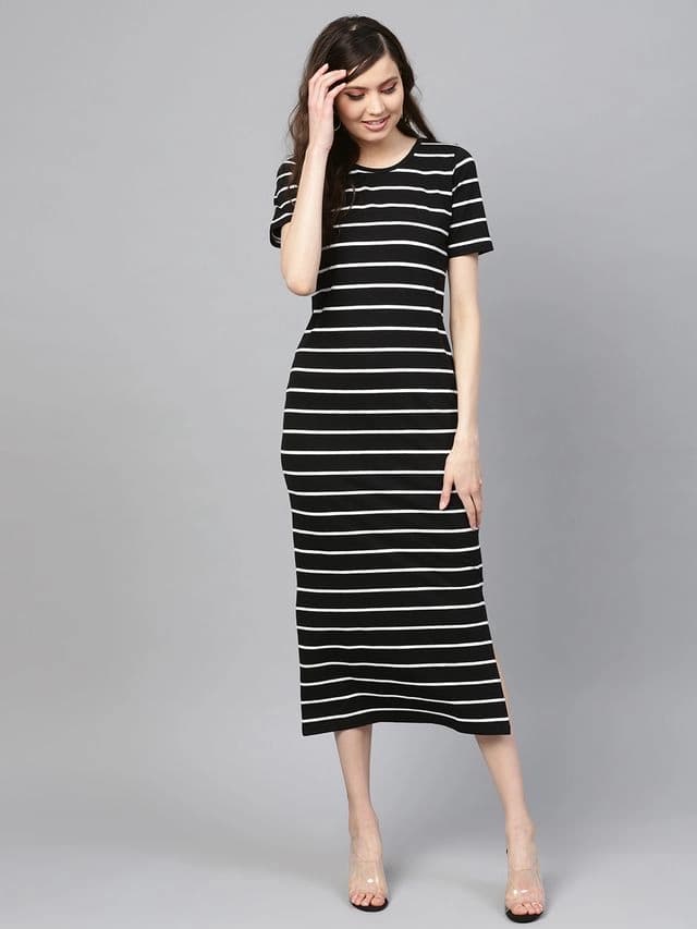 Women's Black Casual Slim Fit Dress