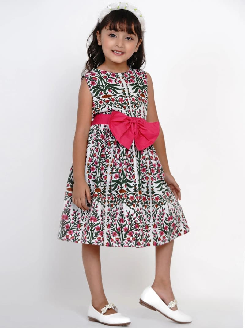 Girls Multicolor Floral Party Dress
