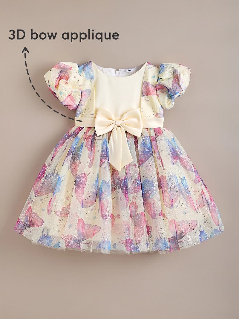 Girls Cream Butterfly Dream Party Dress