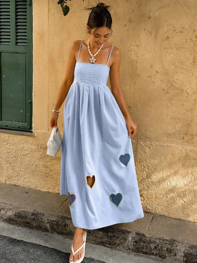 Women's Blue Casual Printed Regular Fit Dress