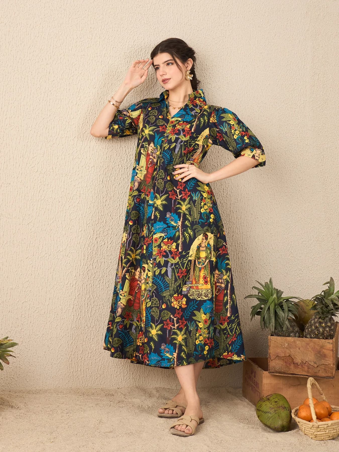 Women's Multicolor Casual Printed Regular Fit Dress