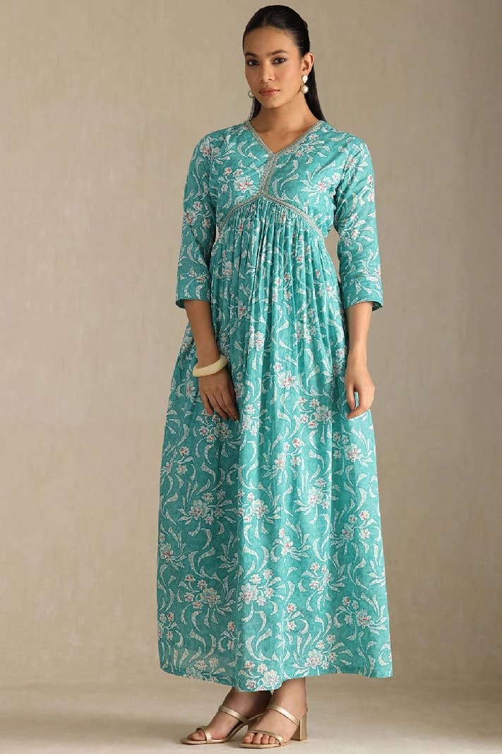 Women's Blue Festive Regular Fit Dress