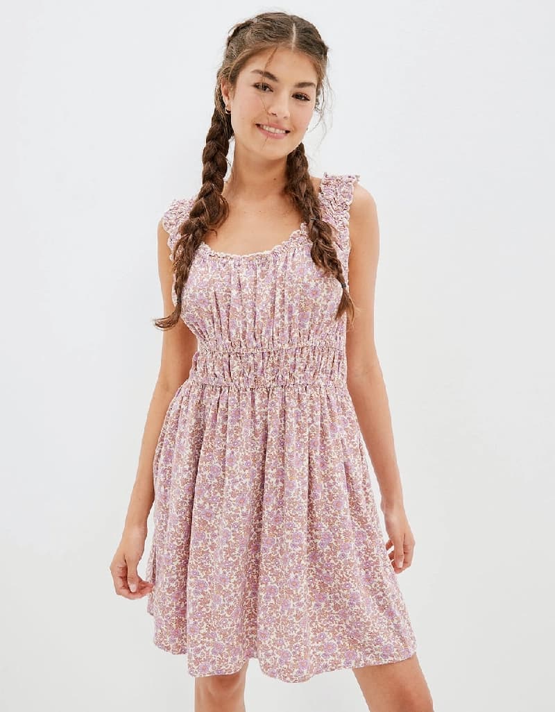 Women's Purple Casual Printed Dress