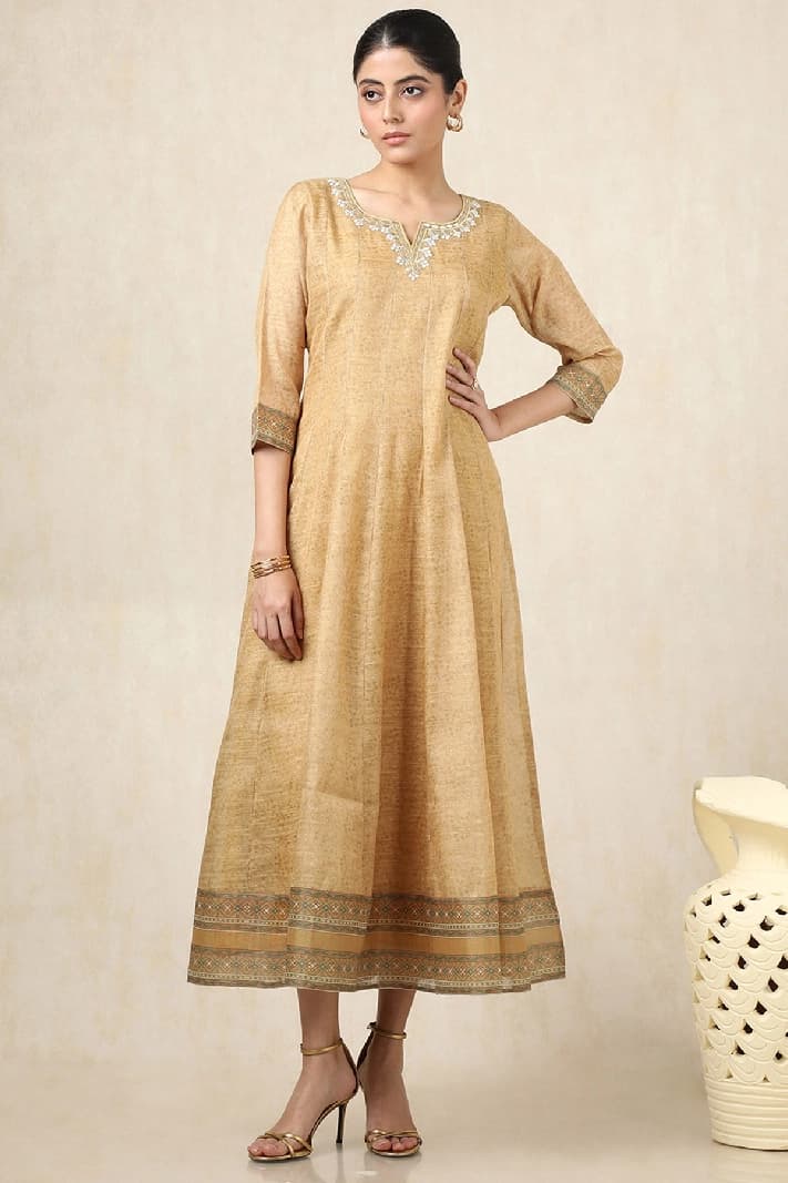 Women's Yellow Festive Regular Fit Dress