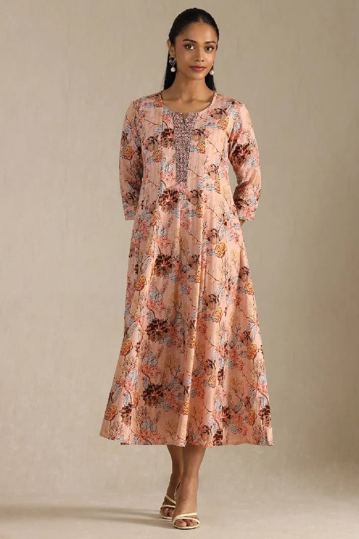 Women's Pink Festive Regular Fit Dress