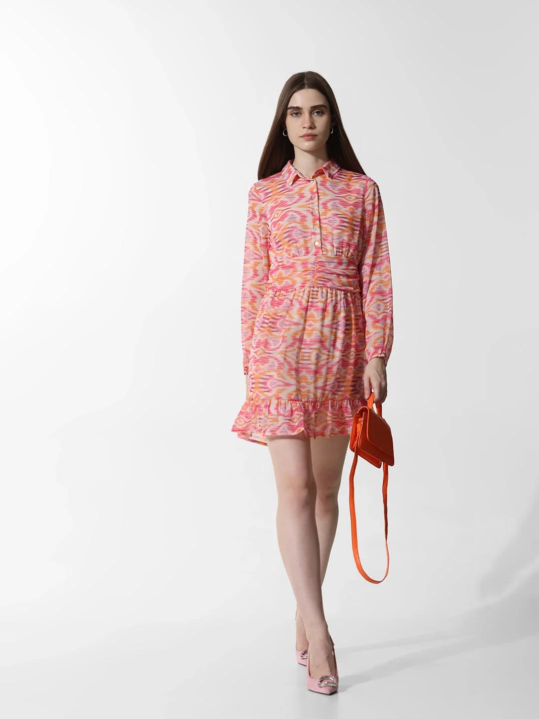 Women's Pink Casual Printed Dress
