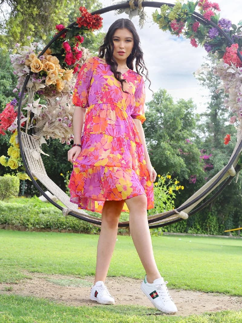 Women's Multicolor Casual Printed Dress