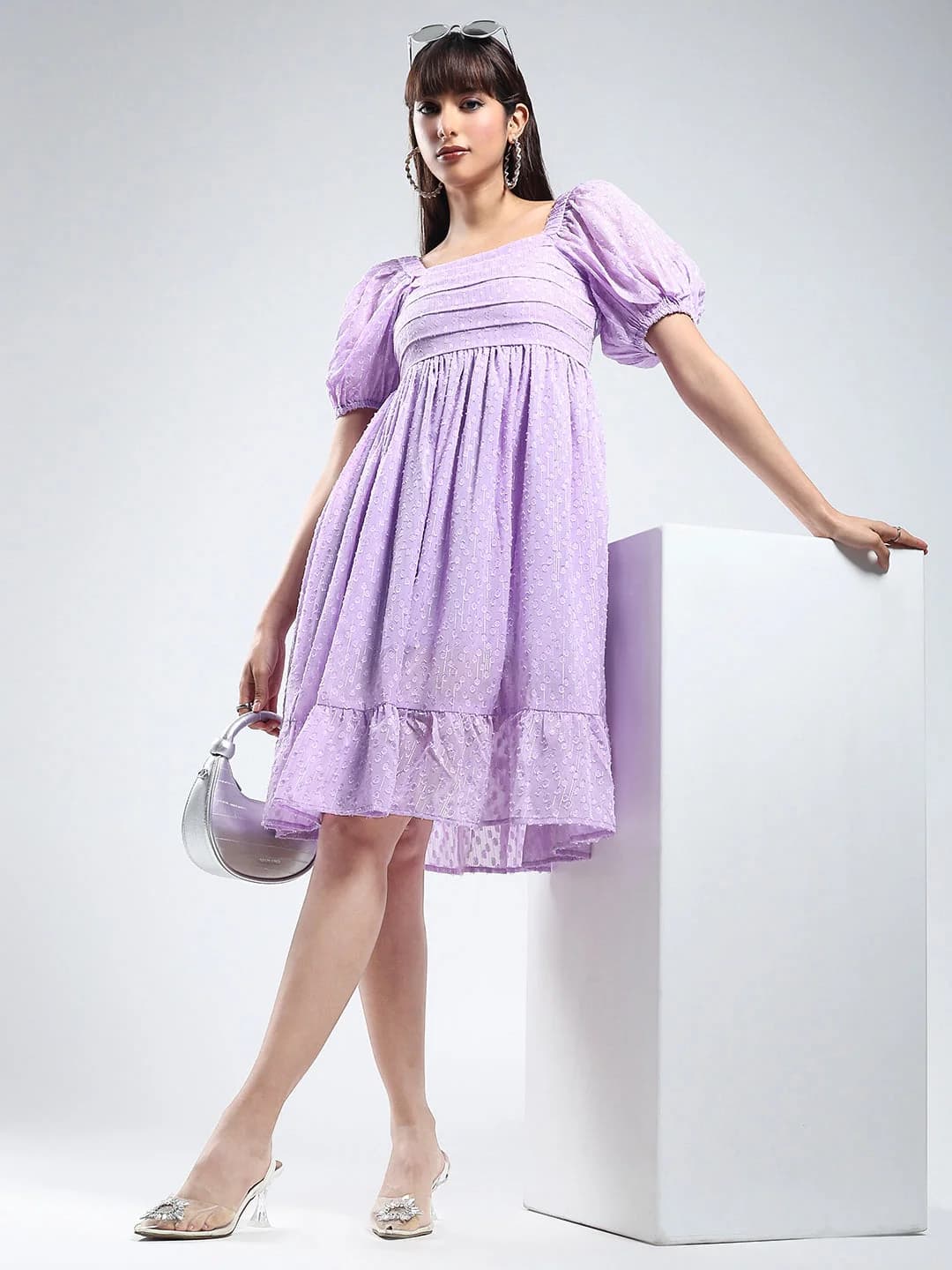 Women's Purple Casual Solid Dress