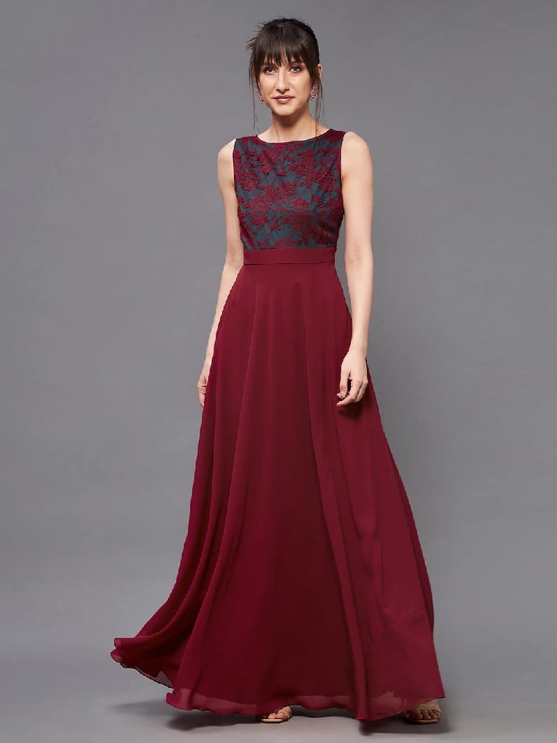 Women's Red Party Regular Fit Dress