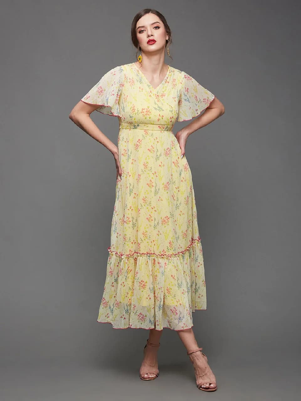 Women's Yellow Casual Regular Fit Dress