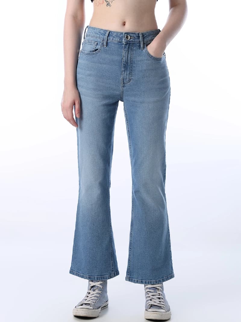 Women's Blue Casual Flared Fit Jeans