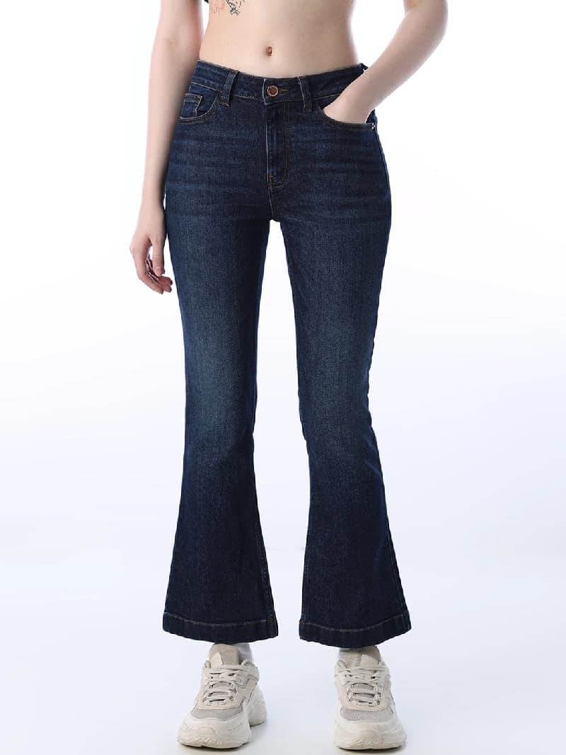 Women's Blue Casual Flared Fit Jeans