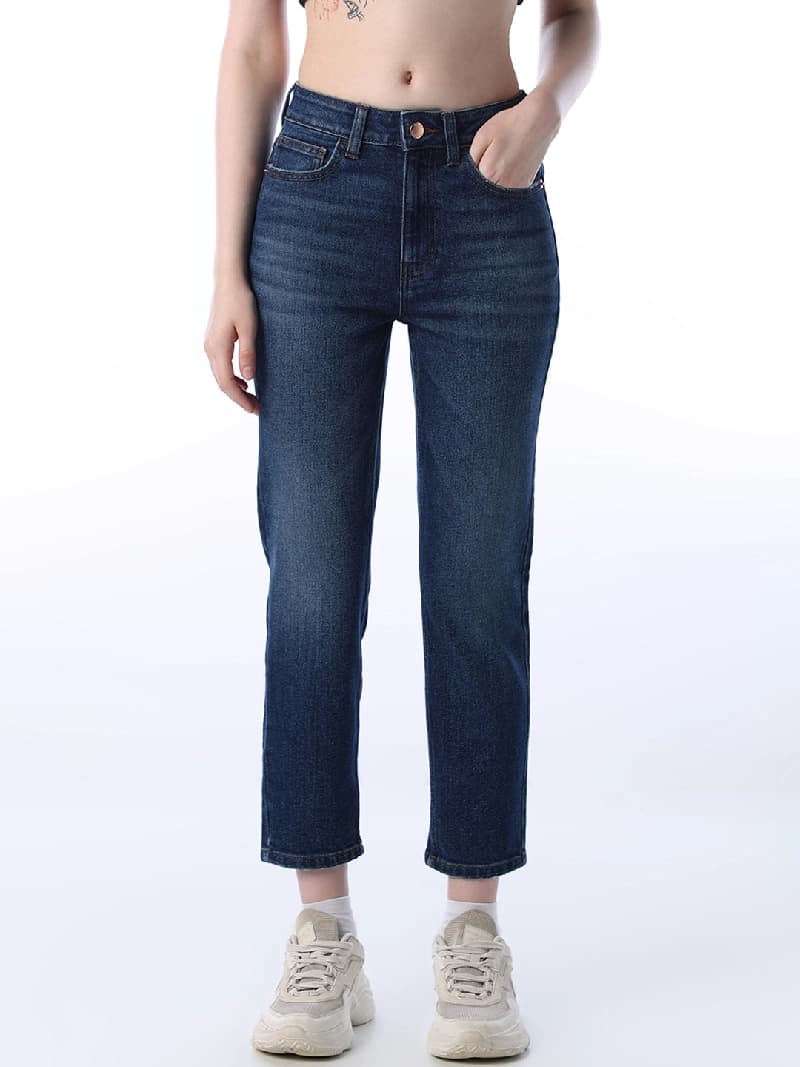 Women's Blue Casual Straight Fit Jeans