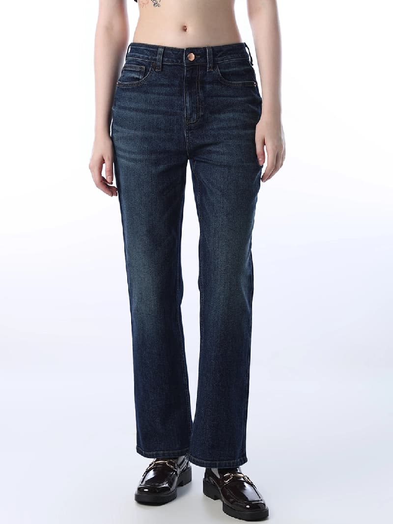 Women's Blue Casual Straight Fit Jeans