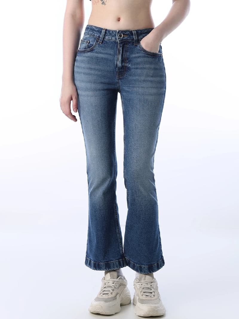 Women's Blue Casual Flared Fit Jeans