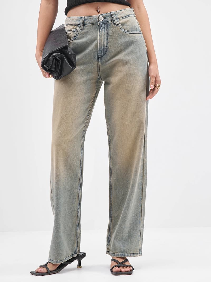 Women's Blue Casual Solid Straight Fit Jeans