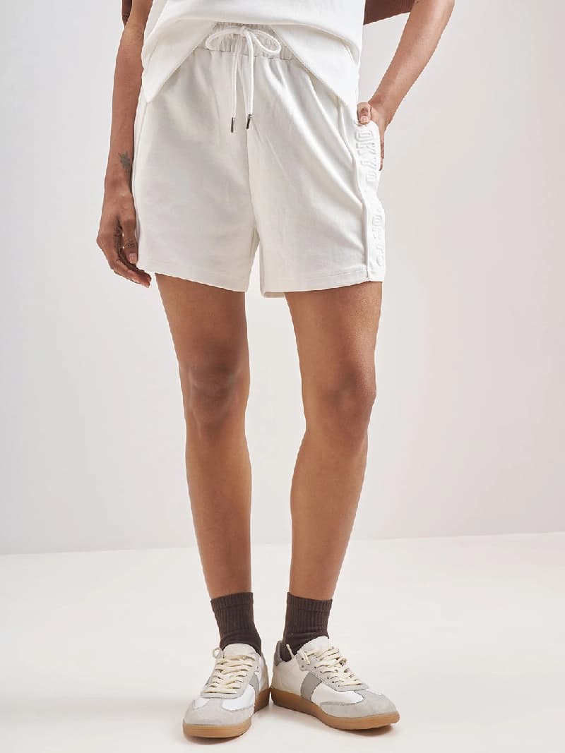Women's White Casual Solid Regular Fit Short