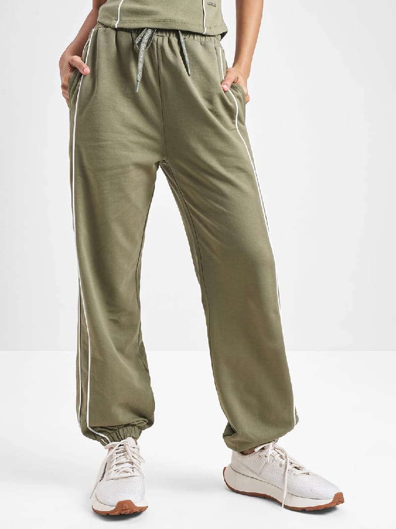 Women's Green Casual Solid Straight Fit Jogger