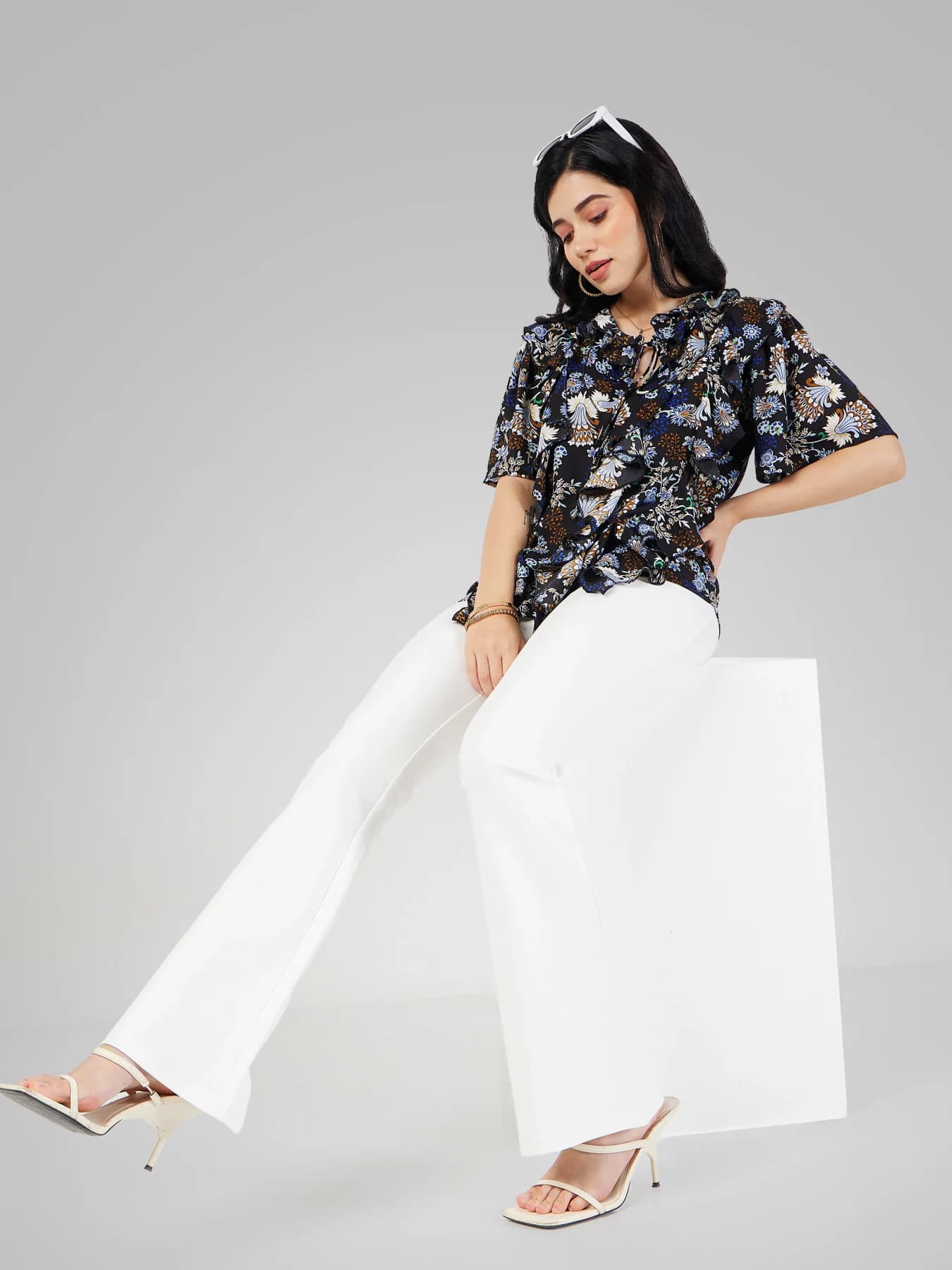 Women's White Casual Solid Bootcut Fit Trouser