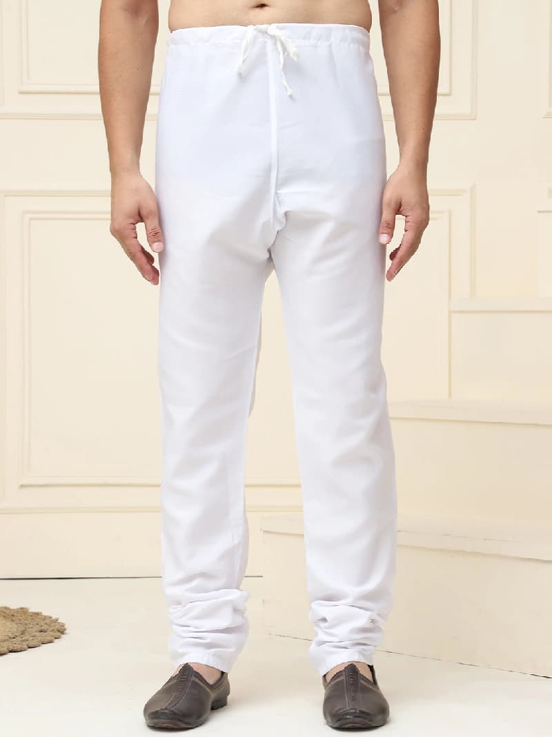Men's White Festive Solid Pyjama