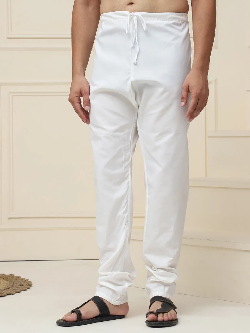 Men's Cream Festive Solid Pyjama
